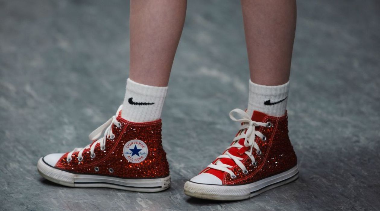 The ruby slippers - sparkly red Converse sneakers - worn by Dorothy in The Wizard of Oz at the Center for Performing Arts at Rhinebeck